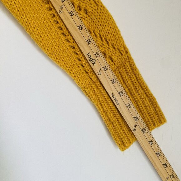 Guess Cropped Sweater Chunky Knit Women L Mustard Yellow Grunge Fairy Relaxed - Picture 5 of 9